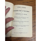 THE ODES OF THE INDEPENDENT ORDER OF ODD FELLOWS. Revised 1911 VG Condition