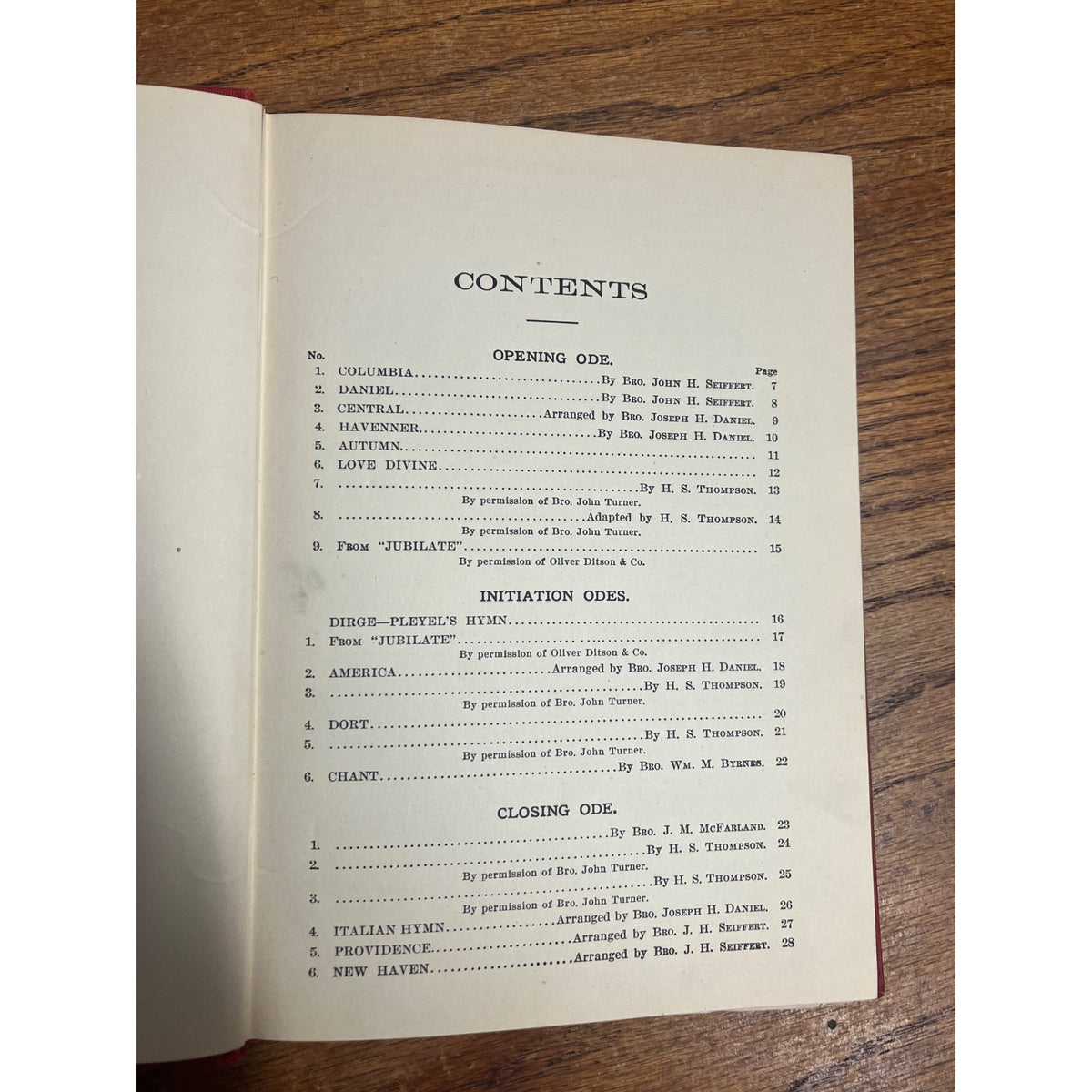 THE ODES OF THE INDEPENDENT ORDER OF ODD FELLOWS. Revised 1911 VG Condition