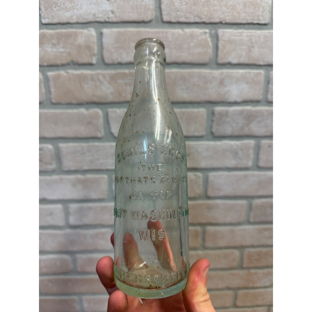 Schils Bros 1920's Pop Bottle Port Washington, Wisconsin Pop That's On Top