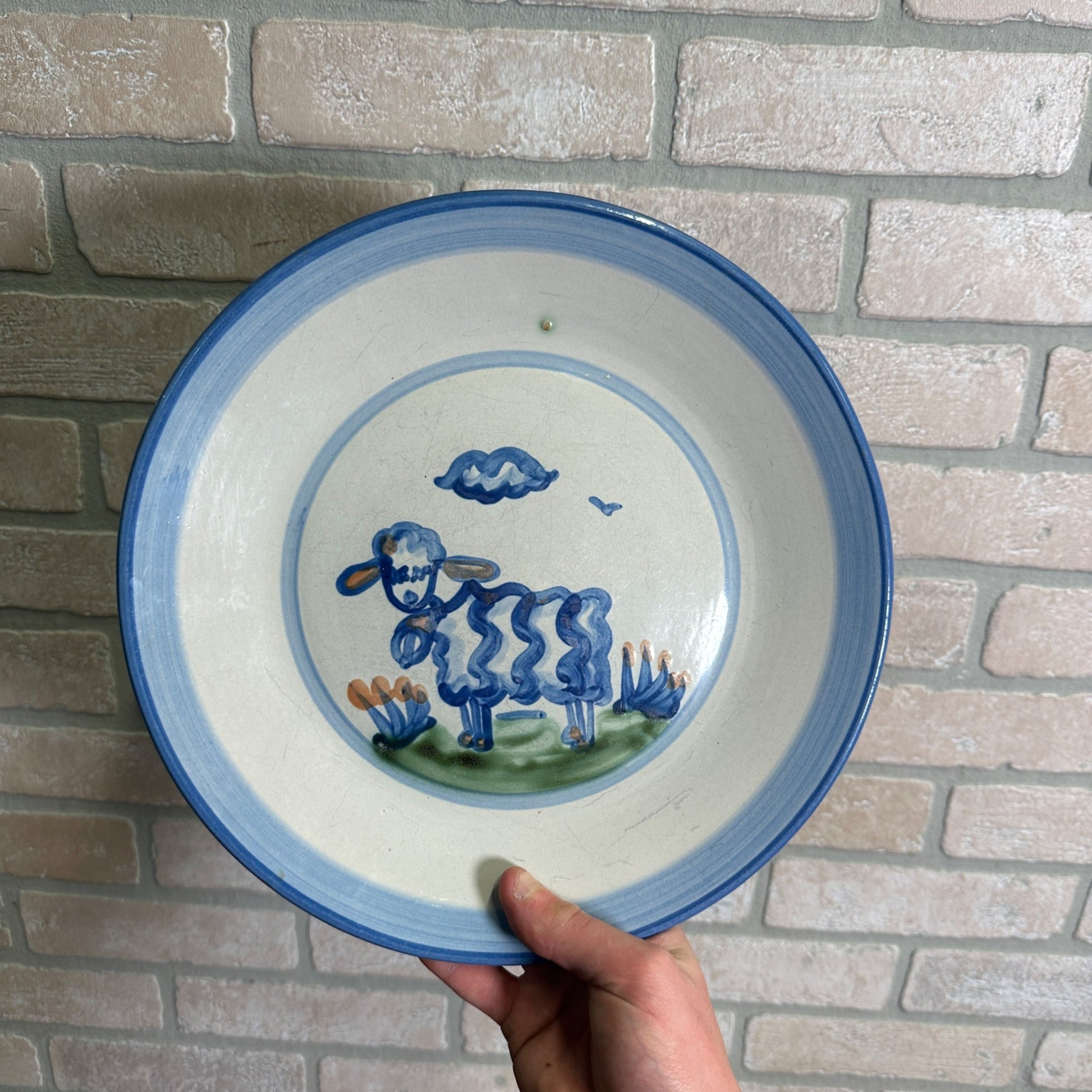 Vintage M.A. Hadley Art Pottery 11-3/4" Dinner Plate Lamb