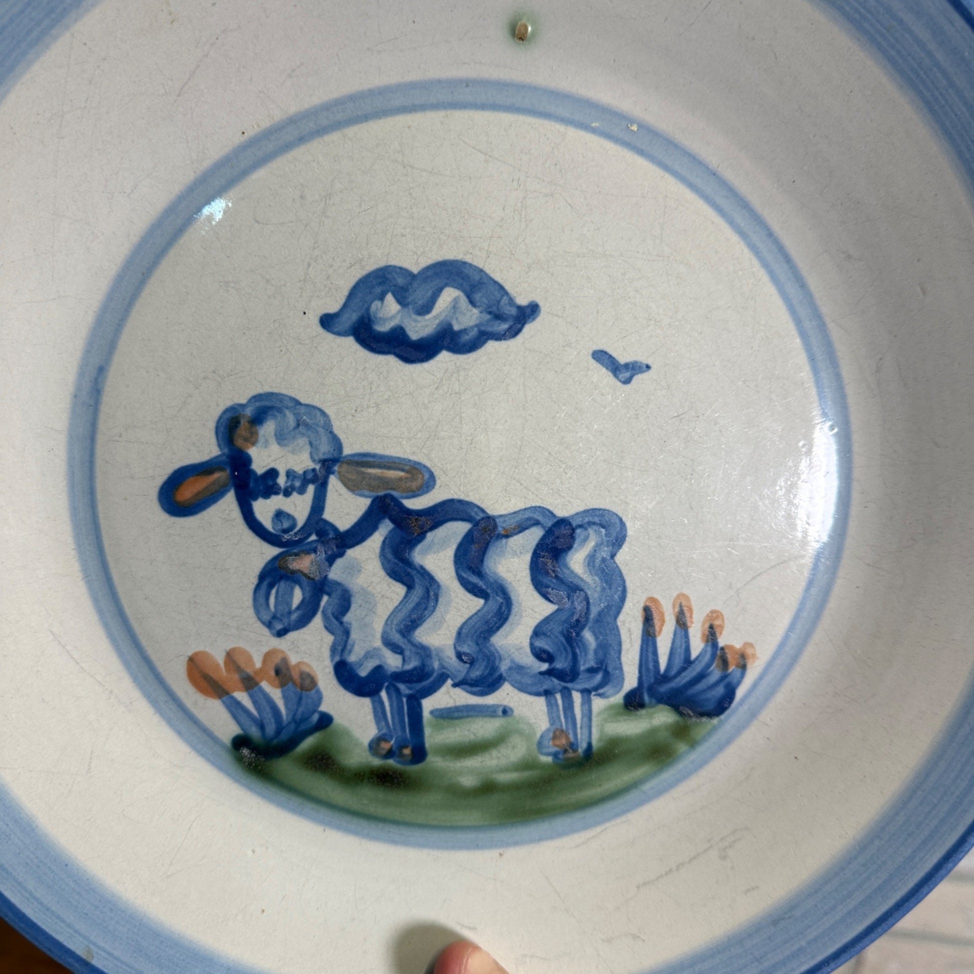 Vintage M.A. Hadley Art Pottery 11-3/4" Dinner Plate Lamb