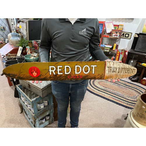 Vintage Red Dot Cigar Figural Folding Cardboard Advertising Sign Diecut