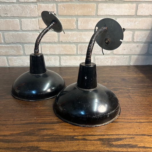 Pair Of Industrial Black Wall Mount Flexible Lights Lamps Steampunk Fixture