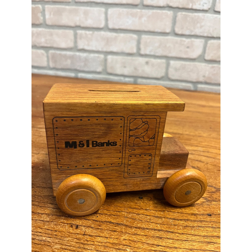 Vintage Wooden Delivery Truck Savings Bank M&I Banks 1980 Toystalgia Golden Valley, MN. Piggy Bank