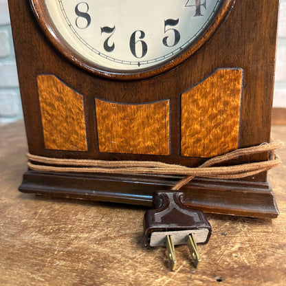 Vintage Wooden Desk Art Deco Clock Bedside Nonworking Two-Tone