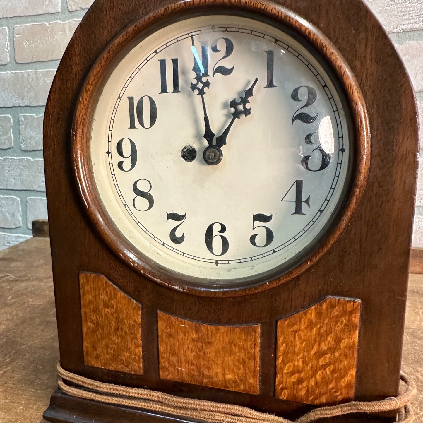 Vintage Wooden Desk Art Deco Clock Bedside Nonworking Two-Tone