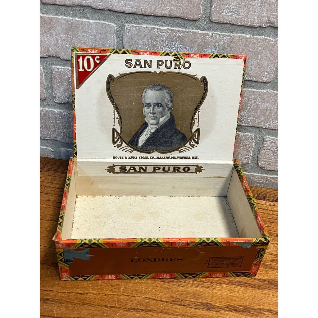 Vintage San Puro Ciagrs Advertising Box Empty  House & Kunz Milwaukee Wisconsin