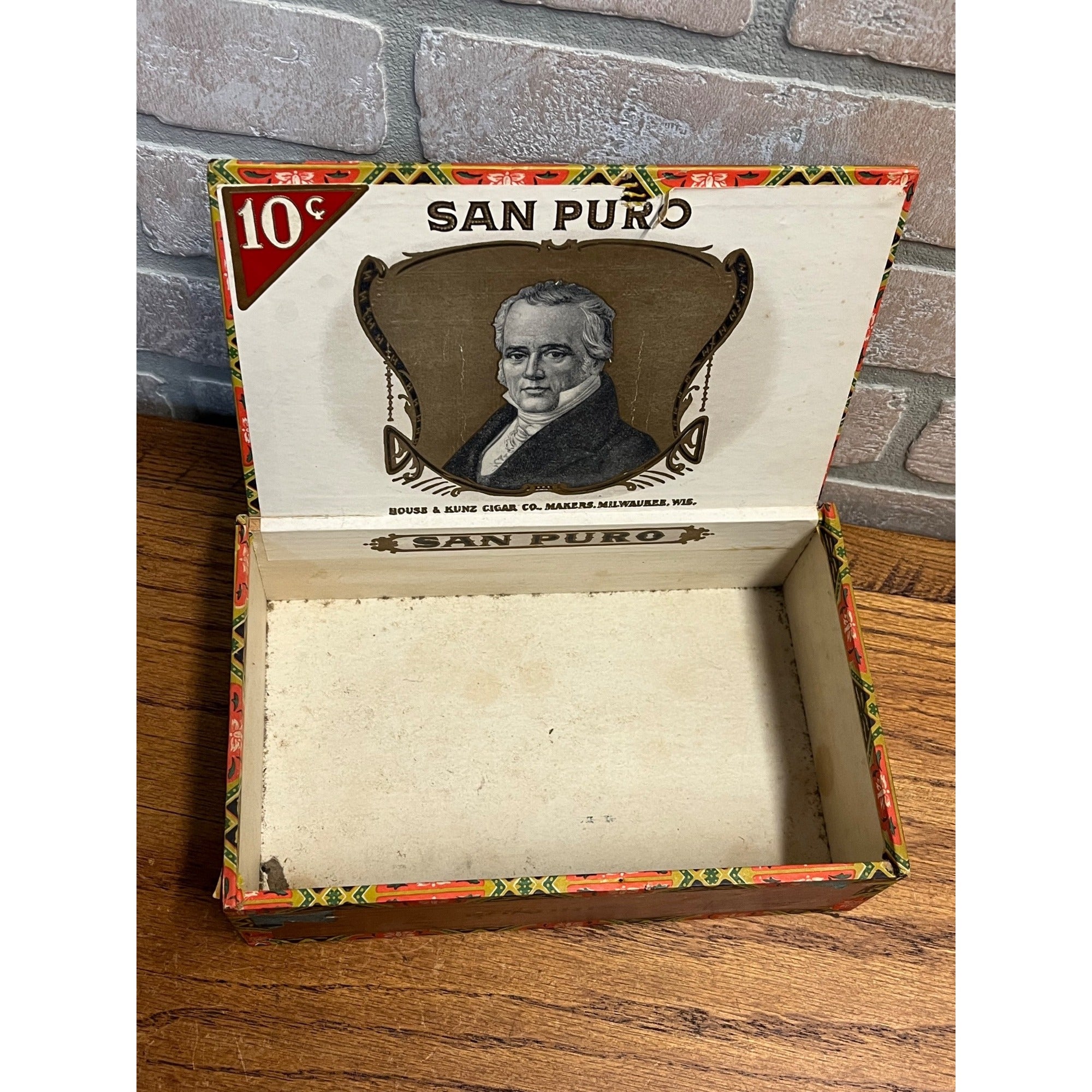 Vintage San Puro Ciagrs Advertising Box Empty  House & Kunz Milwaukee Wisconsin