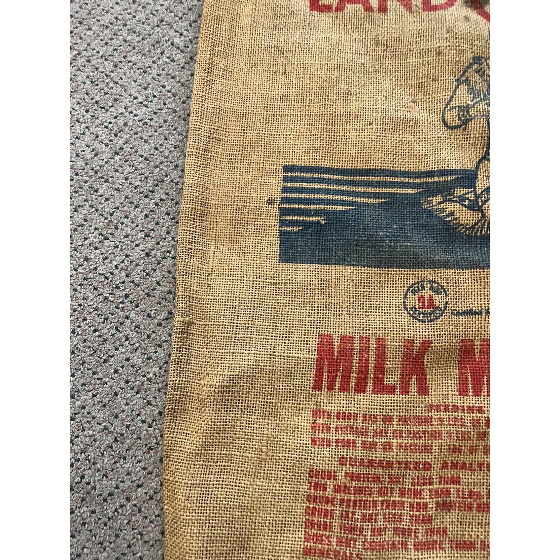 Vintage Land O Lakes Milk Maker Burlap Farm Feed Bag Sack Advertising Indian