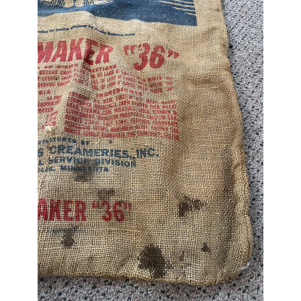 Vintage Land O Lakes Milk Maker Burlap Farm Feed Bag Sack Advertising Indian