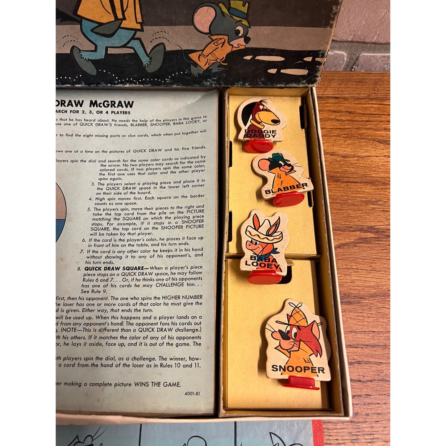 Vintage Milton Bradley Quick Draw McGraw 1960 Private Eye Board Game - COMPLETE