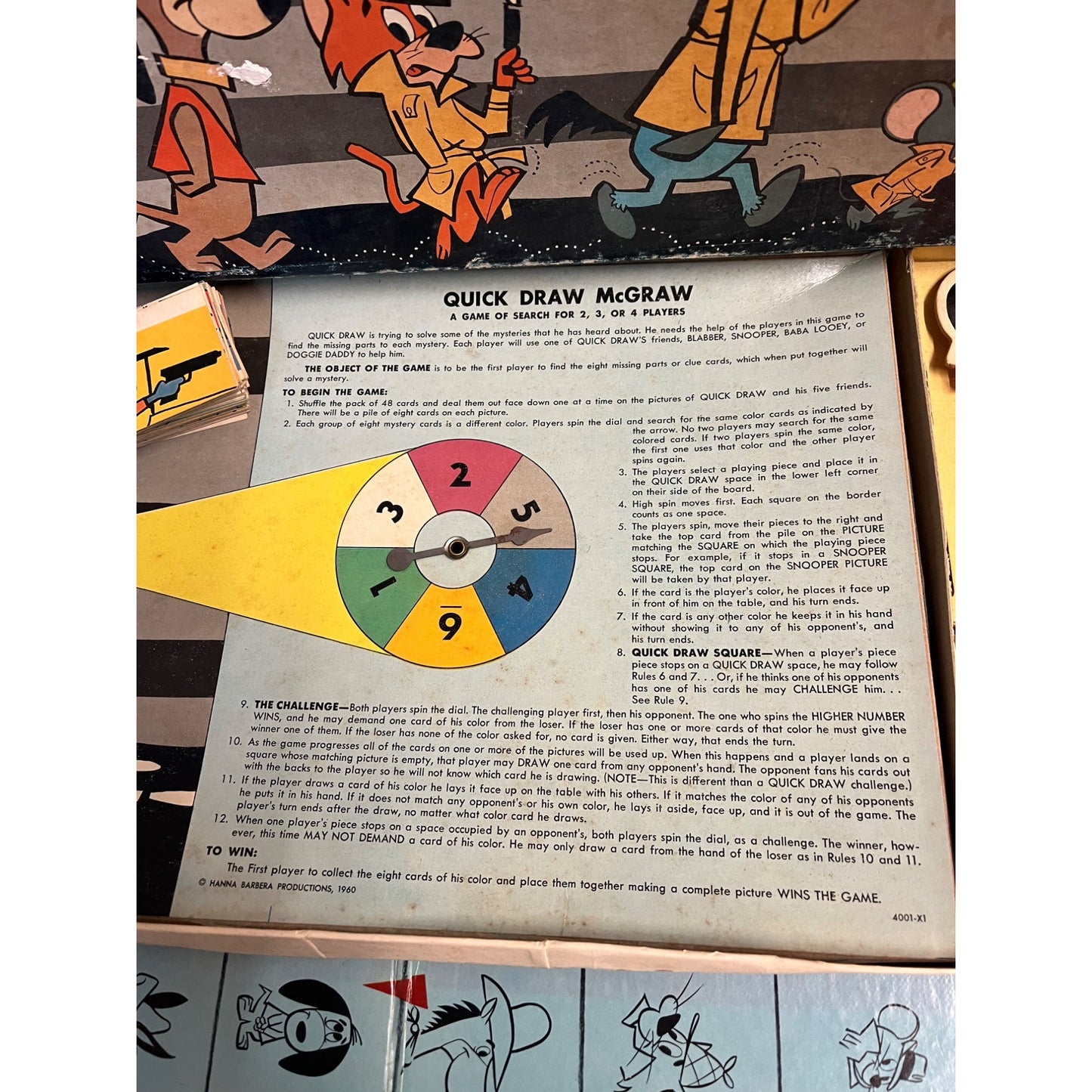 Vintage Milton Bradley Quick Draw McGraw 1960 Private Eye Board Game - COMPLETE