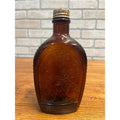 Vintage Log Cabin Syrup Bottle Bicentennial Amber Brown Glass 1776 Marching