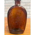 Vintage Log Cabin Syrup Bottle Bicentennial Amber Brown Glass 1776 Marching