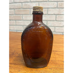 Vintage Log Cabin Syrup Bottle Bicentennial Amber Brown Glass 1776 Marching