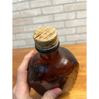 Vintage Log Cabin Syrup Bottle Bicentennial Amber Brown Glass 1776 Marching