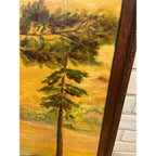 Vintage Original Framed Oil Painting on Canvas Signed 1932 Scenic Lake with Trees Landscape