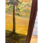 Vintage Original Framed Oil Painting on Canvas Signed 1932 Scenic Lake with Trees Landscape