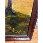 Vintage Original Framed Oil Painting on Canvas Signed 1932 Scenic Lake with Trees Landscape