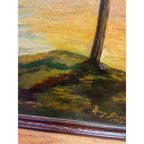 Vintage Original Framed Oil Painting on Canvas Signed 1932 Scenic Lake with Trees Landscape