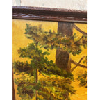 Vintage Original Framed Oil Painting on Canvas Signed 1932 Scenic Lake with Trees Landscape