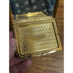 Vintage Elgin Americana Powder Compact Mirror Mid-Century Gold-Tone Floral Leaf