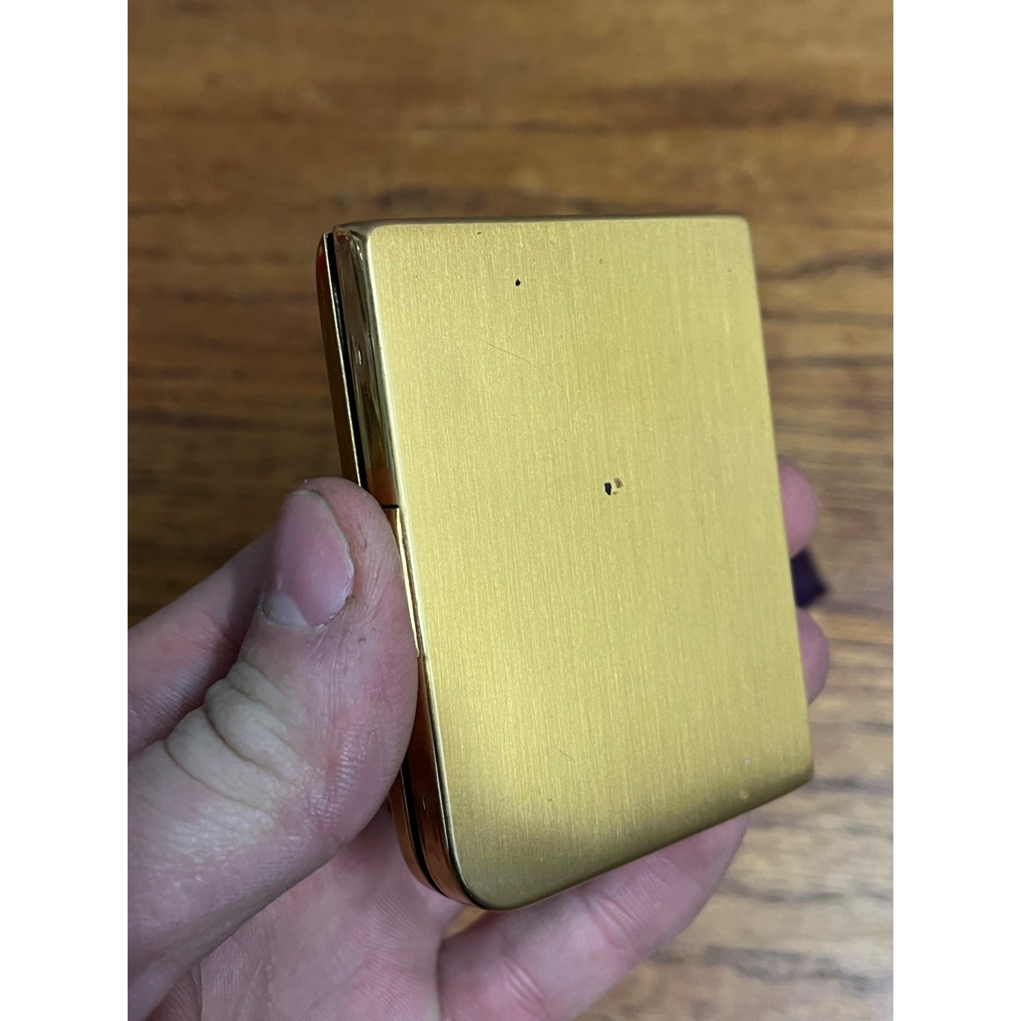 Vintage Elgin Americana Powder Compact Mirror Mid-Century Gold-Tone Floral Leaf