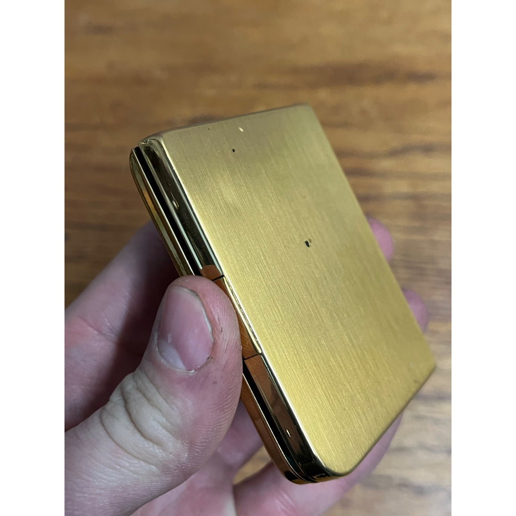 Vintage Elgin Americana Powder Compact Mirror Mid-Century Gold-Tone Floral Leaf