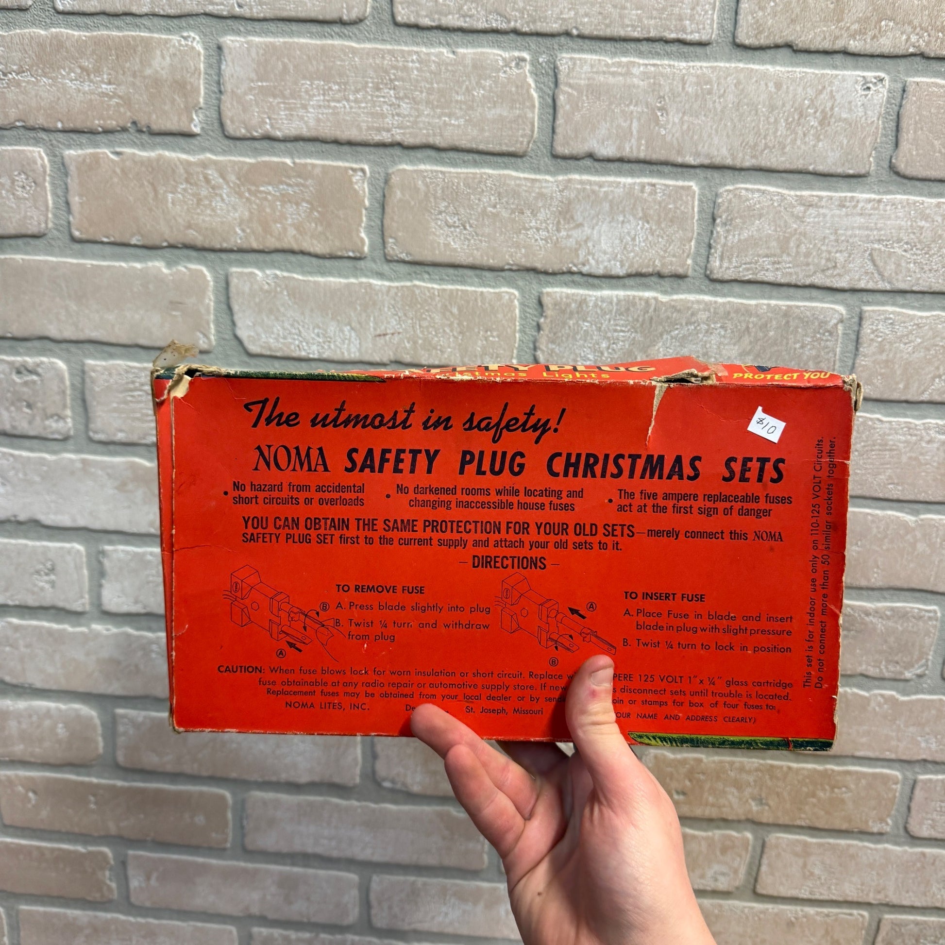 Vintage Christmas String Lights Xmas Box Decor Noma Safety Plug