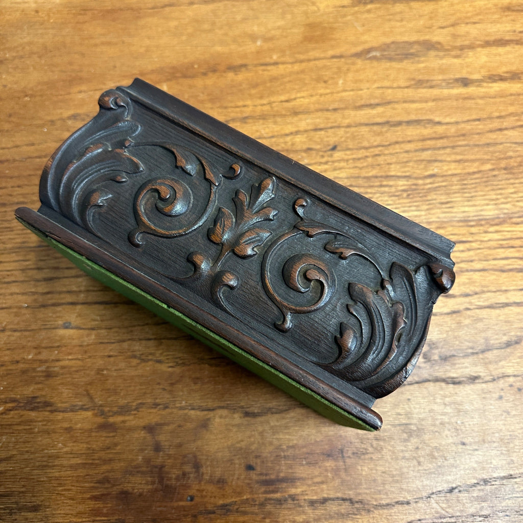 Antique 1920s Kopriwa Co Chicago IL Carved Mahogany Wood Humidor Cigar Box