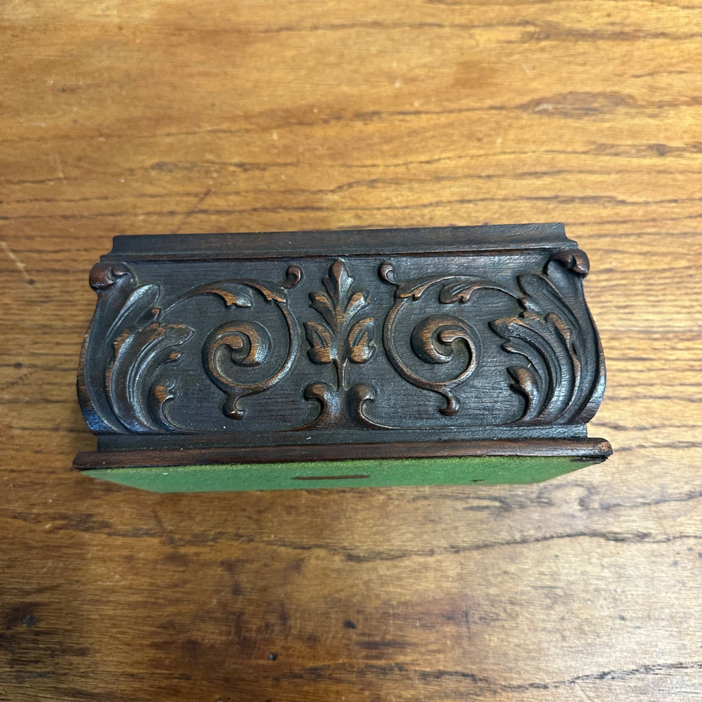 Antique 1920s Kopriwa Co Chicago IL Carved Mahogany Wood Humidor Cigar Box