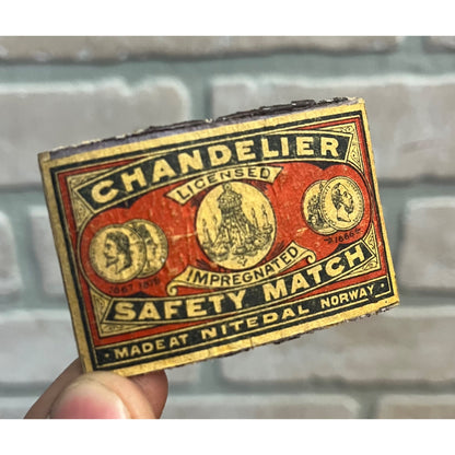 RARE Vintage 1920s Chandelier Safety Matches Box Cover Label Advertising Norway
