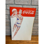 RARE Vintage 1950s Coca Cola Basketball Cardboard Menu Board Advertising Sign