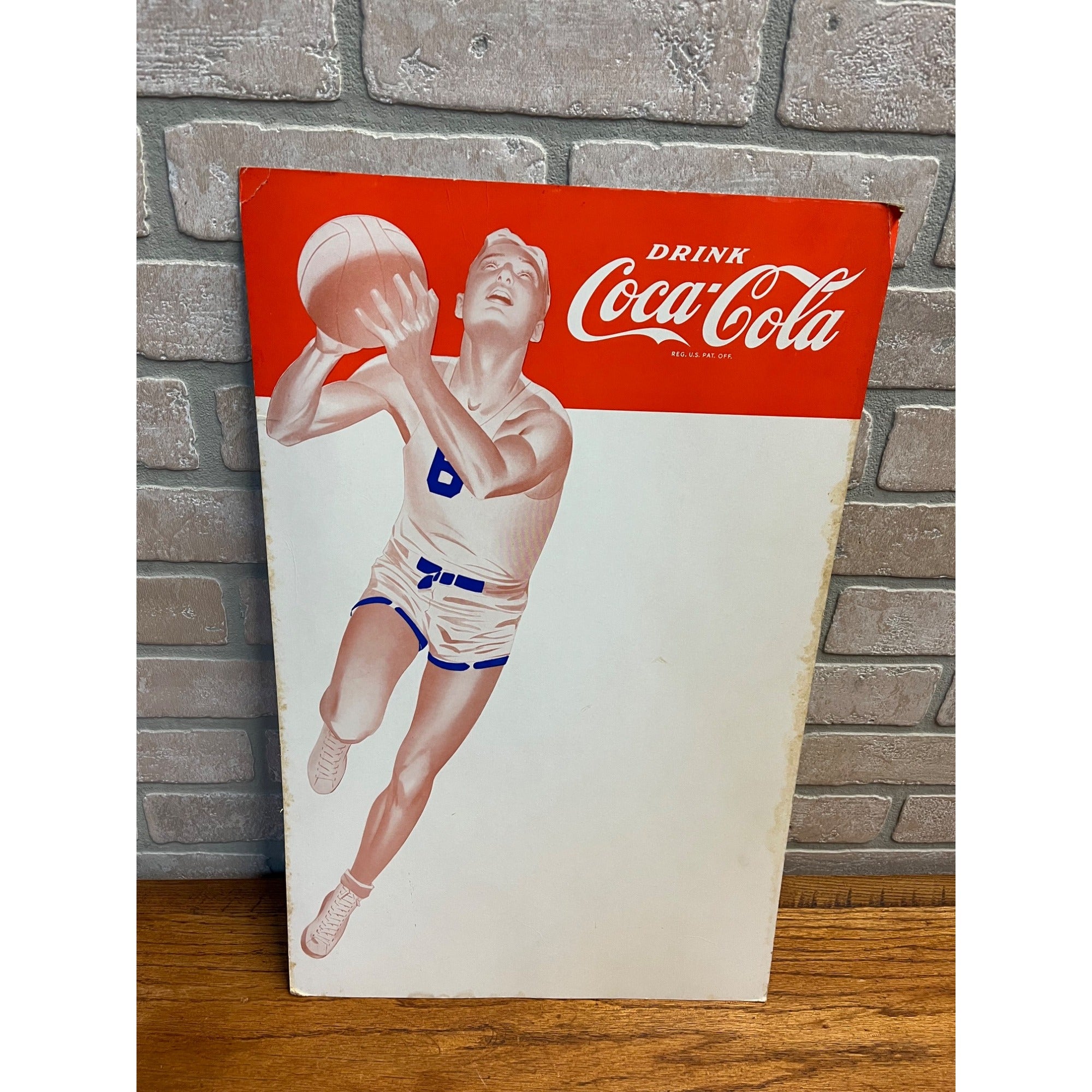 RARE Vintage 1950s Coca Cola Basketball Cardboard Menu Board Advertising Sign
