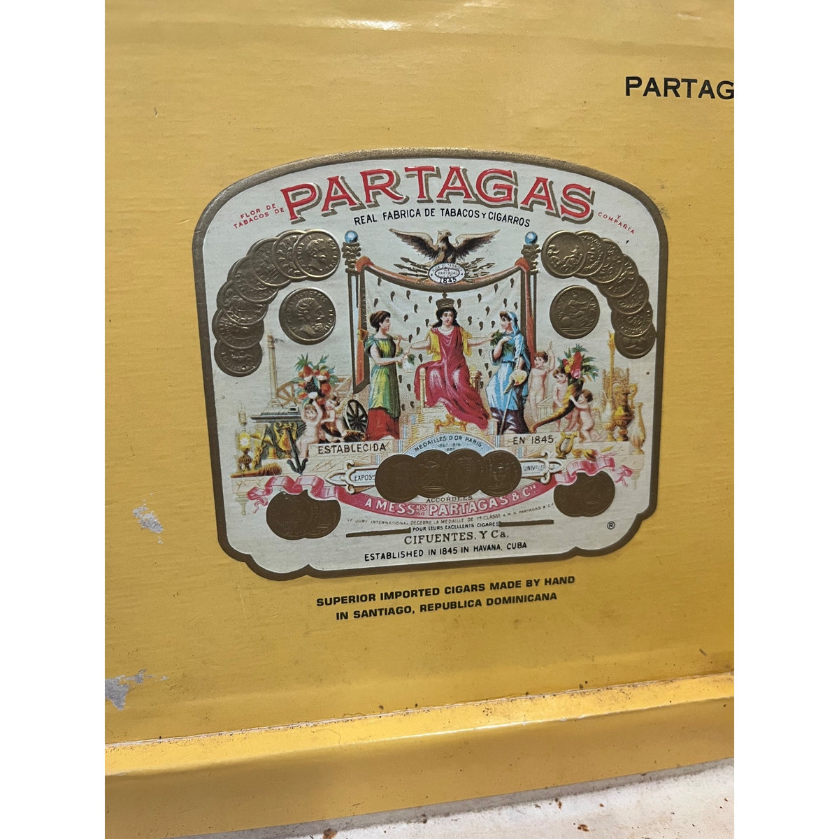 Vintage Cigar Box Partagas No. 2 Colorful Label Design 1845 Dominican Republic Empty Box