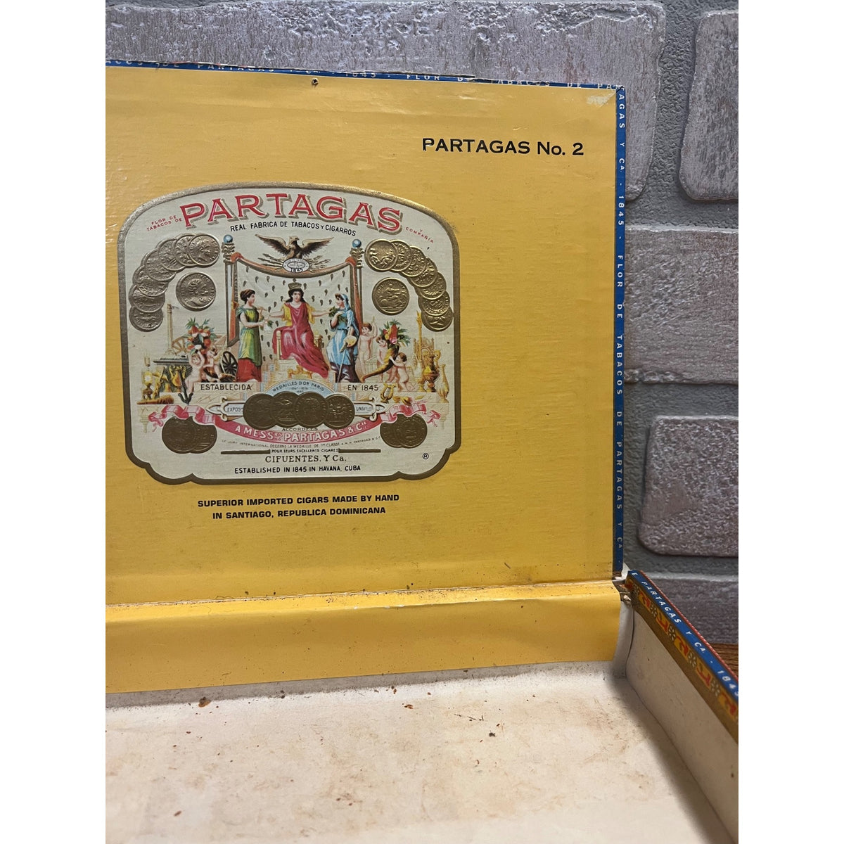Vintage Cigar Box Partagas No. 2 Colorful Label Design 1845 Dominican Republic Empty Box