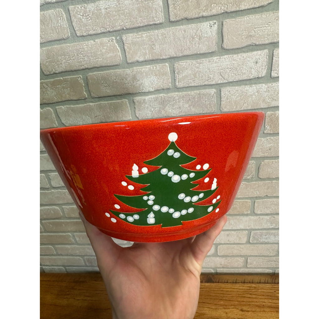 Vintage WAECHTERSBACH Red Christmas Tree Large Serving Bowl Germany 9” x 4”