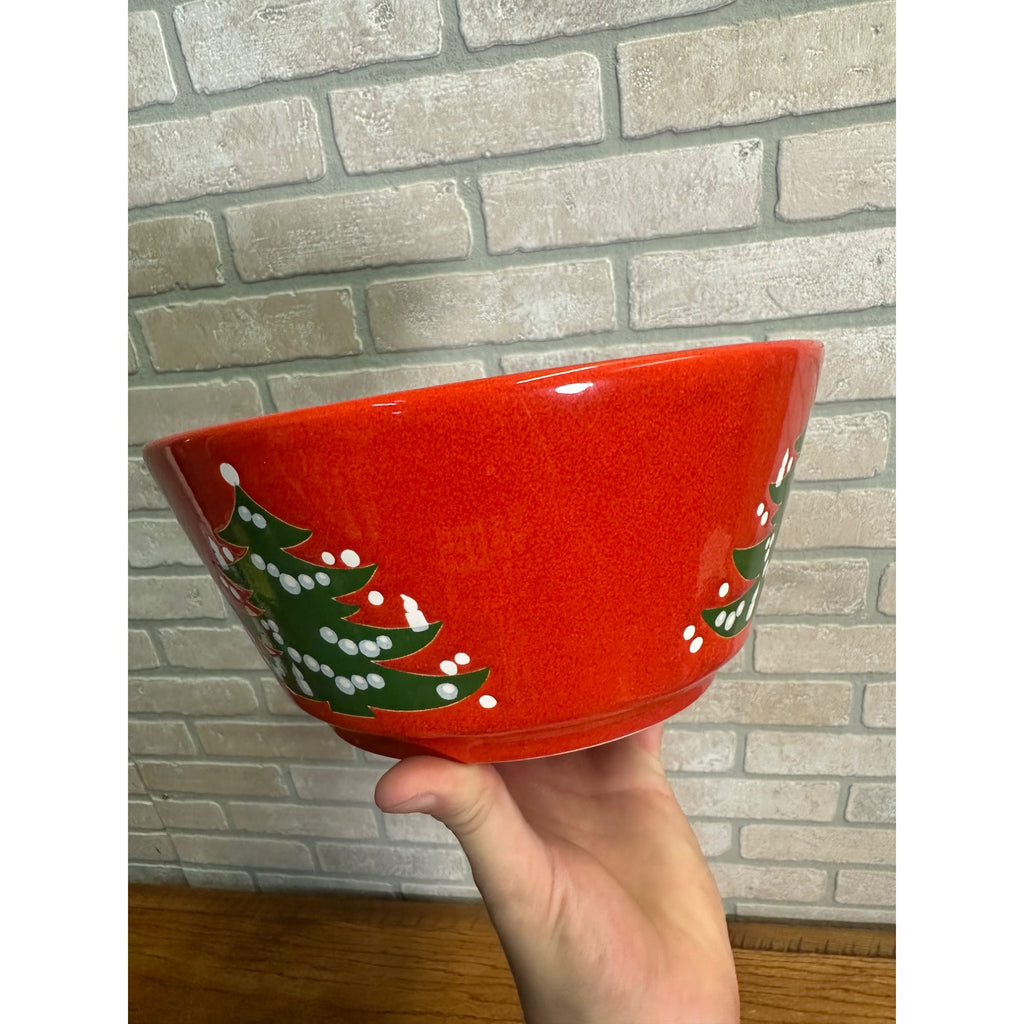 Vintage WAECHTERSBACH Red Christmas Tree Large Serving Bowl Germany 9” x 4”