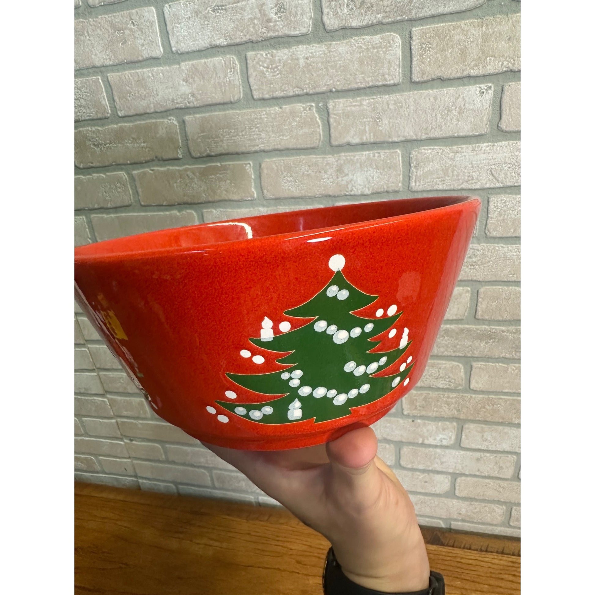 Vintage WAECHTERSBACH Red Christmas Tree Large Serving Bowl Germany 9” x 4”