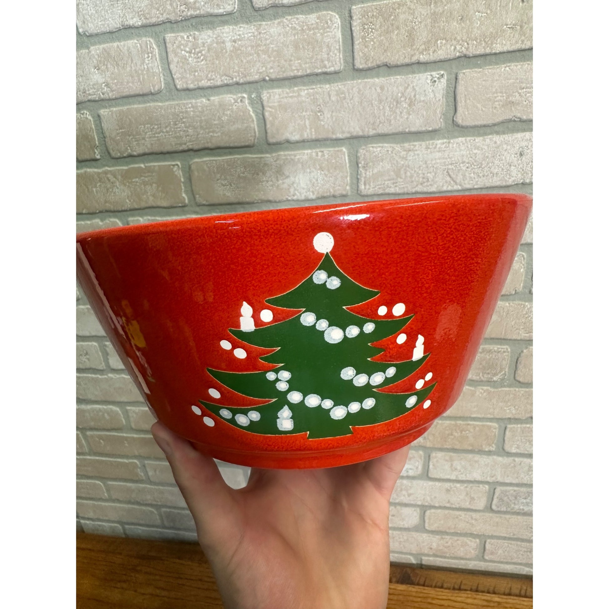 Vintage WAECHTERSBACH Red Christmas Tree Large Serving Bowl Germany 9” x 4”