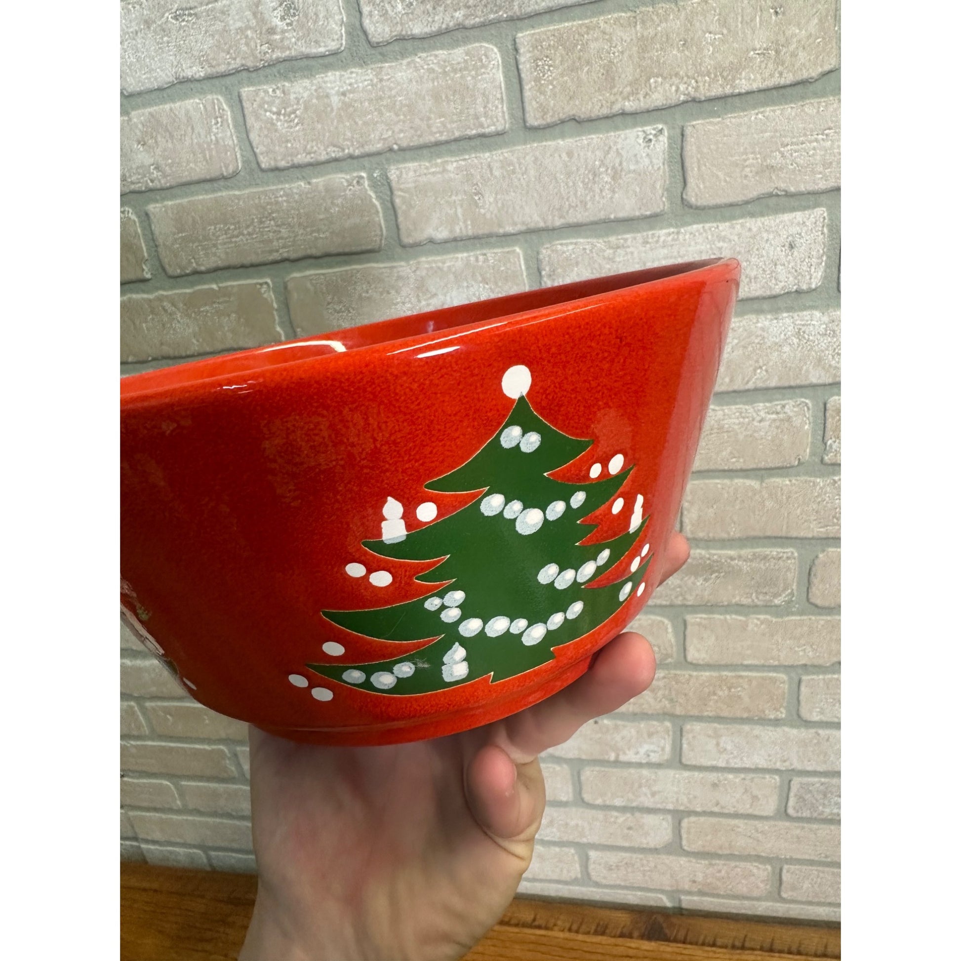Vintage WAECHTERSBACH Red Christmas Tree Large Serving Bowl Germany 9” x 4”