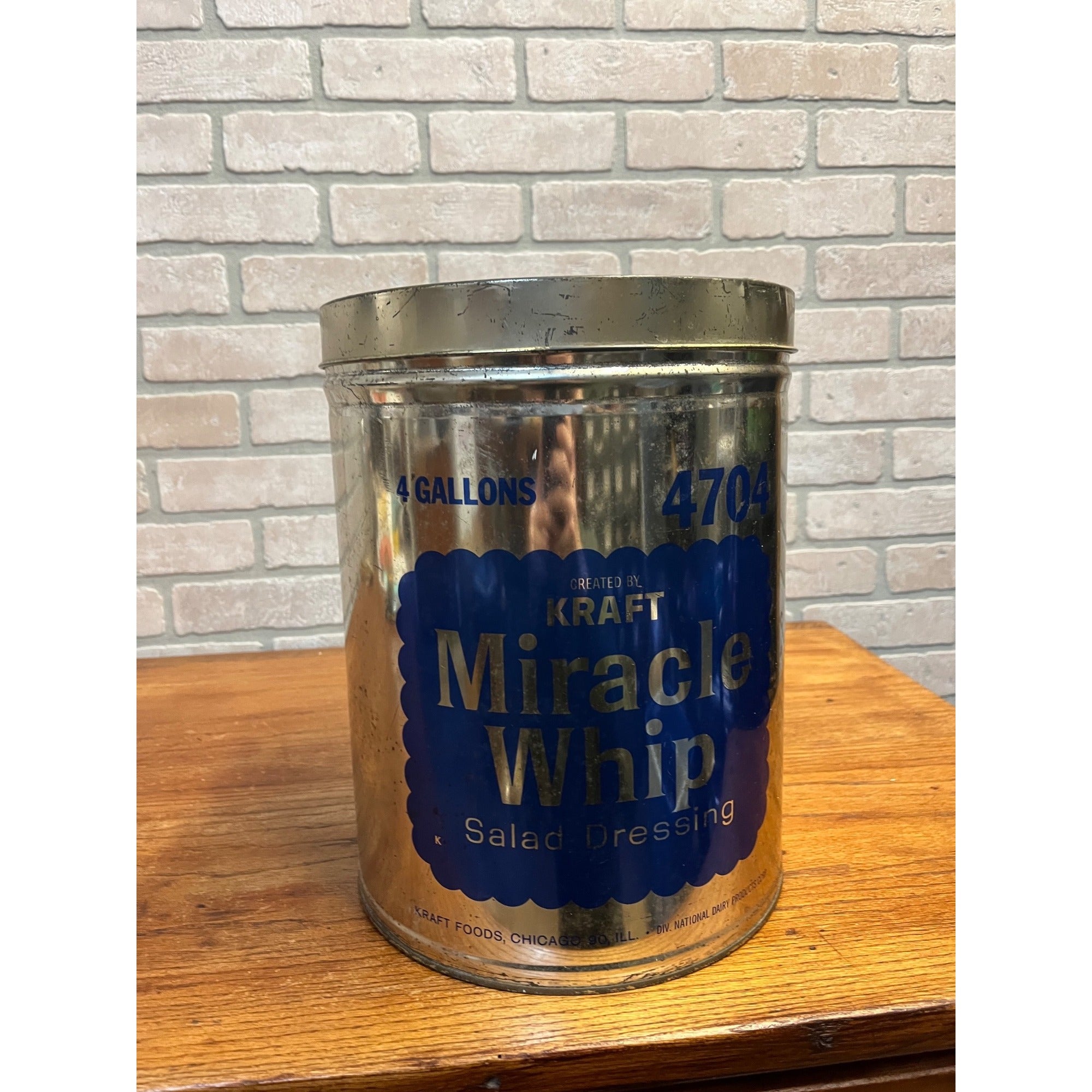 Vintage Kraft Miracle Whip 4 Gallon Metal Empty Advertising Can