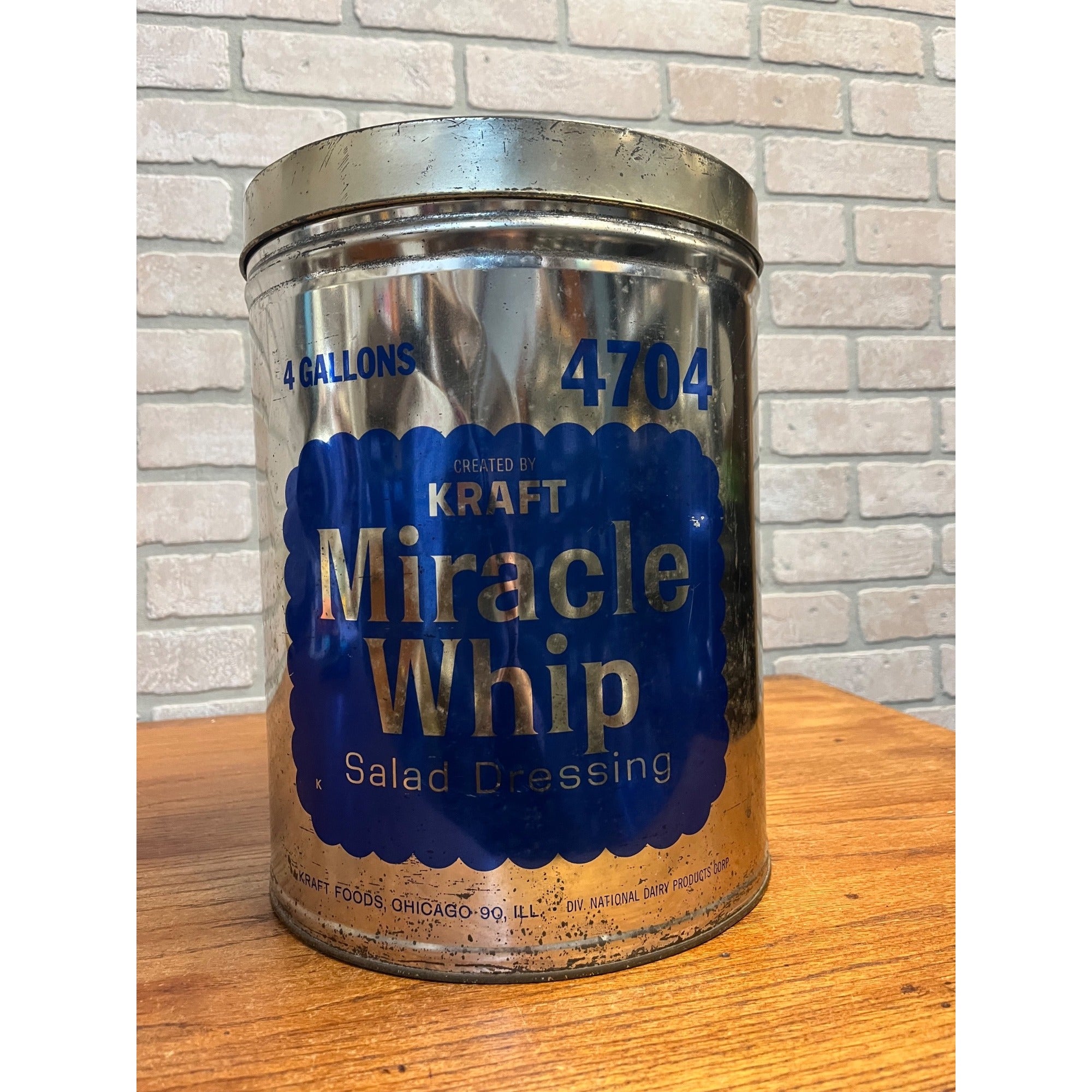 Vintage Kraft Miracle Whip 4 Gallon Metal Empty Advertising Can
