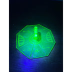 Green Depression Tidbit Plate Heart Handle etched Glows Uranium 6 1/2"