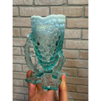 Antique 1900s Northwood Glass-Grape Vine Cluster Aqua Opalescent Vase
