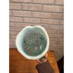 Antique 1900s Northwood Glass-Grape Vine Cluster Aqua Opalescent Vase