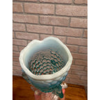 Antique 1900s Northwood Glass-Grape Vine Cluster Aqua Opalescent Vase