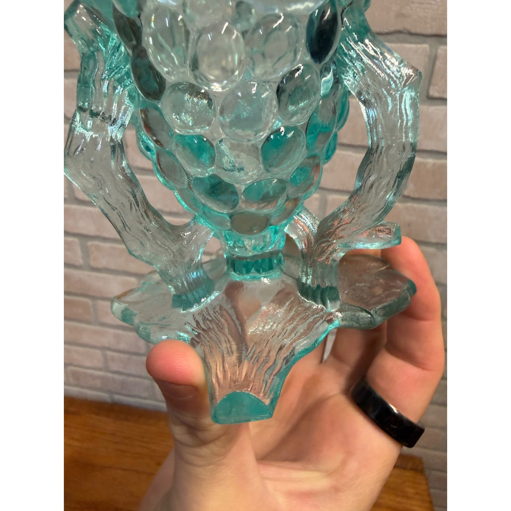 Antique 1900s Northwood Glass-Grape Vine Cluster Aqua Opalescent Vase
