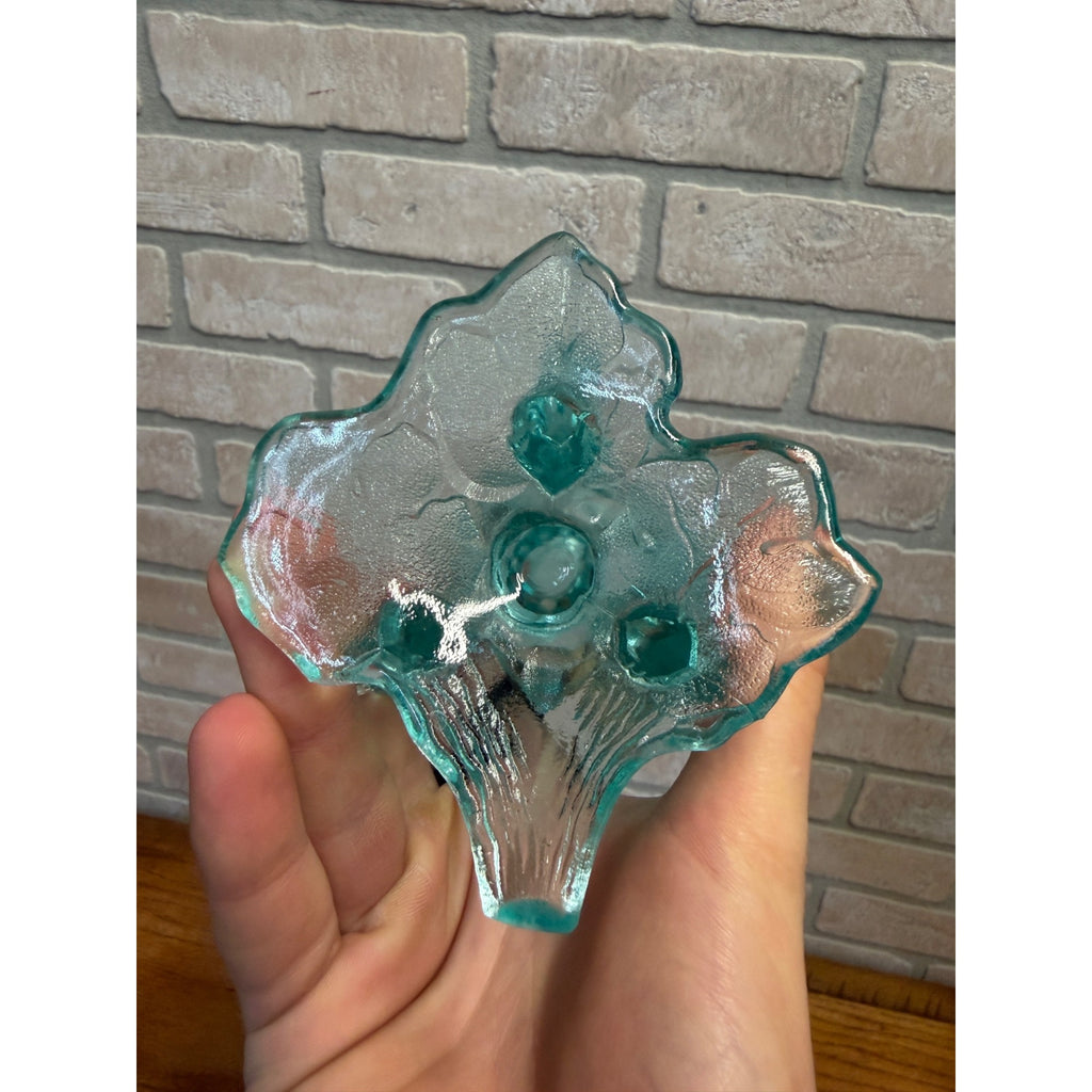 Antique 1900s Northwood Glass-Grape Vine Cluster Aqua Opalescent Vase
