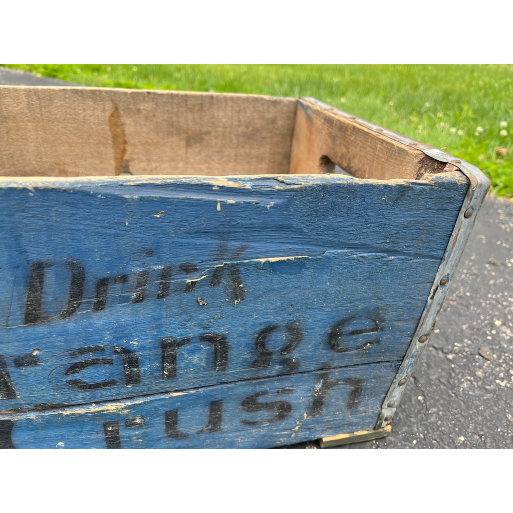 RARE EARLY Vintage Orange Crush BLUE Wood Soda Crate Pop Advertising Box